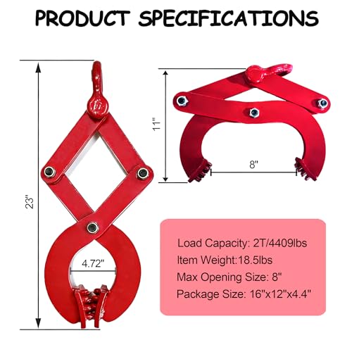 Pallet Puller Clamp, 2T/4409 LBS Pallet Jack Puller, Heavy Duty Pallet Puller for Pulling Pallets, Woods or Heavy Thing 8 Inch Jaw Opening(Red, 4409LBS) by YULIZHE - Used condition - Image 2