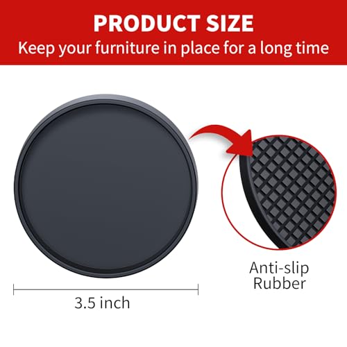 Image of Ezprotekt Non Slip Furniture Pads, 8 Pcs 3.5 inch Anti Skid Rubber Furniture Caster Cups, Anti-Slip Furniture Coasters for Hardwood Floors, Anti Slide Floor Protectors for Bed Couch Stoppers (Black)