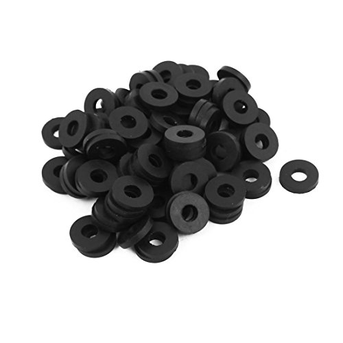 Image of TOP-VIGOR 100Pcs Rubber Flat Washers, 12mm OD 5mm ID 2mm Thickness Heavy Duty Black Rubber Grommet Vibration Damping Pads Sealing Gasket Washers for Faucet Pipe Water Hose Fastener Bolt