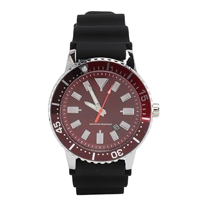 Cryfokt Orologio Luminoso con Lunetta Girevole Impermeabile per Sport All'aria Aperta, Movimento Al Quarzo, Adatto per Immersioni Subacquee, da Uomo (Rosso argento)