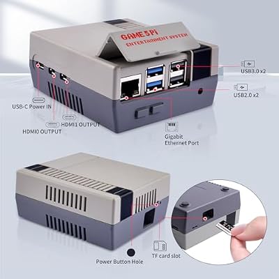 GeeekPi Case for Raspberry Pi 5, with Armor Lite V5 Active Cooler, Retro Gaming Game5Pi Case for Raspberry Pi 5 8GB/4GB/16GB