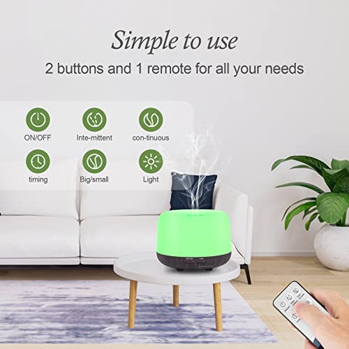 300ml Essential Oil Diffuser, Electric Aromatherapy Diffuser with Remote Control,Timer, 7 Color Changing LED Lights,Cool Mist Air Humidifier for Large Bedroom, Room, Home - Image 3
