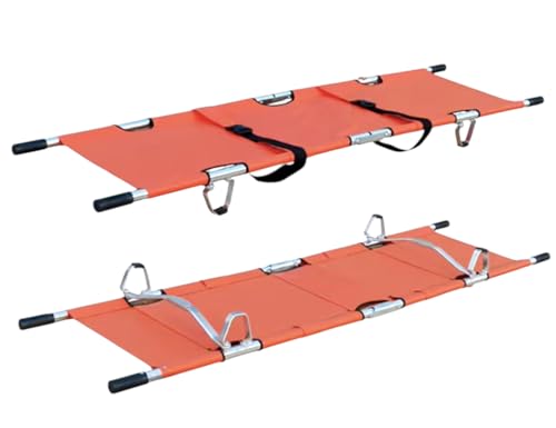 Image of Foldable Stretcher Mported Stretcher For Patient Shifting Portable Stretcher For Emergency Hospital Use Waterproof Stretcher With Safety Belt Transport Stretcher With Bag (Aluminium), Orange