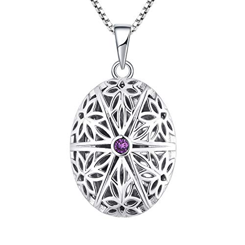 Fj Sterling Silver Oval Locket Pendant Medium Vintage Hollow With Cz, 18" Chain For Women Ladies #TOP27