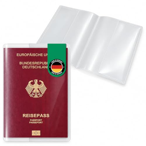 Falkenhorn® Reisepasshülle 1 Stück – transparent dokumentenecht & reißfest – Hülle Etui Schutzhülle für neuen Deutschen Reisepass  ab 2017  – Made in Germany – 134x190 mm