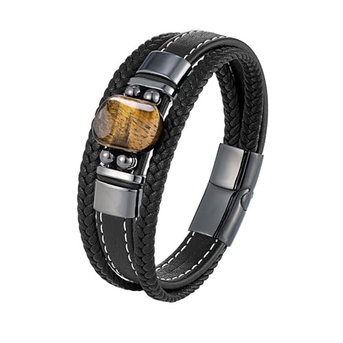 Pulsera de Cuero con Ojo de Tigre para Hombre miniatura 1