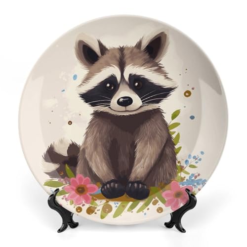 Plato decorativo de porcelana Bone China Raccoon 7 pulgadas miniatura 1