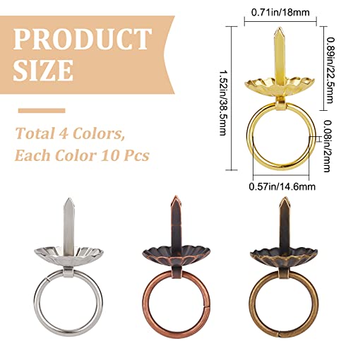 Image of GORGECRAFT 40PCS 4 Colors Metal Brad Fasteners with Pull Rings Mini Brad Paper Fasteners Scoreboard Handle Drawer Decoration Accessories for DIY Crafts Kitchen Bathroom Books