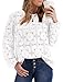 Fall Clothes Womens Blouses Dressy Casual Long Sleeve Boho Tops School Outfits for Teachers White Crochet Lace Shirts Plus Size Fashion Winter Clothing XL