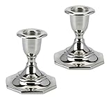 Höhe: ca. 8cm Home @ Styling Collection 2er Set Kerzenleuchter Kerzenständer Stabkerzenhalter in Silber, Höhe 8cm mit achteckigem Fuß