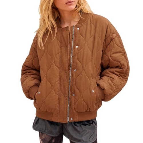 Quilted Jackets for Women Cropped Bomber Jacket Zip Up Puffer Coats - image 2