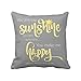 Leaveland 18 x 18 Inch You Are My Sunshine Yellow On Gray with Chevron Soft Cotton Polyester Throw Pillow Cases Home Decor Coshion cover Decoretive pillow cover