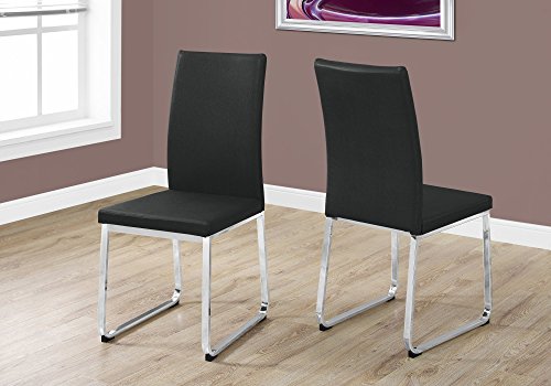 Monarch Dining Chair - 2Pcs 38 H Black Leather-Look Chrome