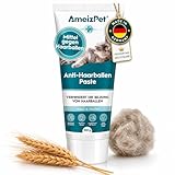 AmeizPet Malzpaste für Katzen mit Malzextrakt und Taurin, Katzenmalz Gegen Haarballen im Fellwechsel, Anti Hairball Katze, Gesunde Verdauung und Fellpflege, für Kätzchen, Kurzhaar und Langhaar, 100g