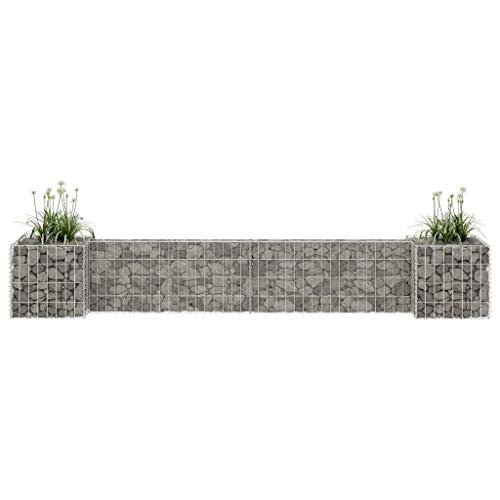 Swpsd H-Shaped Gabion Planter Steel Wire 260x40x40 cm lawn, courtyard Model145658