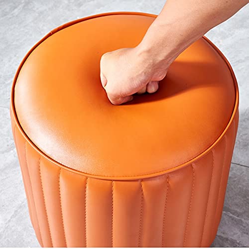 Sxnbh Round Home Small Stool Foot Step Up Leather Luxury Stools Sofa Storage Furniture (Color : Beige) #TOP4