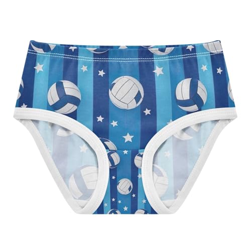 Volleyballs Blue Stripes Toddler Girl Undies, Cotton Underwear for Girls, 2T–8 Years