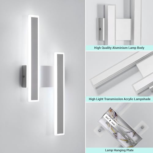DELIPOP Aplique Pared Interior LED, 32W 3600LM Blanco Lámpara de Pared Moderna, Blanco Frío 6500K Luz de LED Interior para Dormitorio, Sala de Estar, Cocina, Pasillo - imagen 3