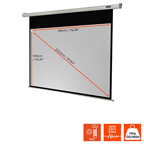celexon Economy Motor-Leinwand 90 | 200x113 cm 16:9 | elektrische 4K,Full-HD Beamer-Leinwand f&uuml;r B&uuml;ro-Pr&auml;sentationen & Ihr Heimkino | zur Wand- und Deckenmontage | inkl. Fernbedienung