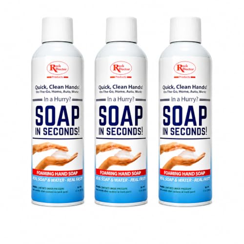 Rock Doctor Foaming Hand Soap In Seconds, 3 Pack, Spray Bottle Dispenser, Fresh Scent, No Rinse Alcohol Free Sanitizer, Gentle on Soft Skin, Home, Work, and School