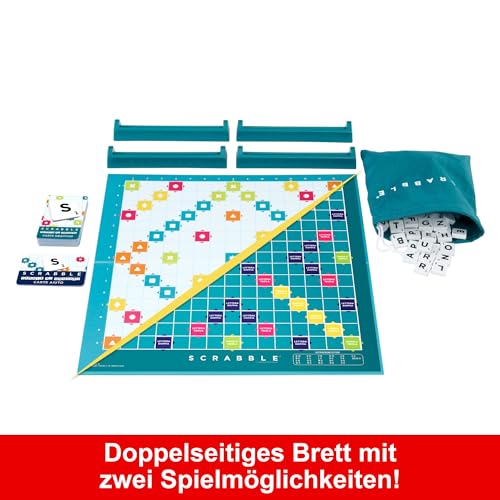 MATTEL GAMES Scrabble Zwei in Eins - Doppelseitiges Brettspiel für schnelles, zwangloses und kooperatives Spiel, inklusive 50 Zielkarten für Scrabble Together, einfache Punktevergabe, HWD45 – Bild 4