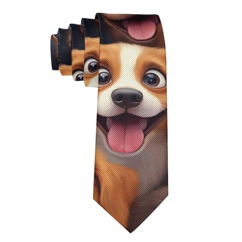 VAFZASC Ties for Men Boys Wedding Dance Prom, Fashion Skinny Neck Tie Cartoon Selfie Dog