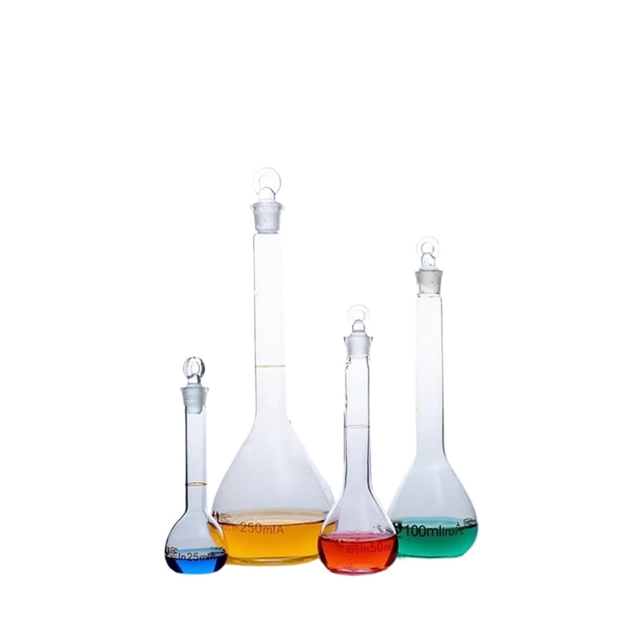 Matraz de vidrio para laboratorio, Matraz aforado de vidrio con tapón esmerilador, varios tamaños (5-1000 ml)(25ml)