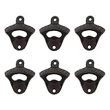 6Pcs Vintage Cast Iron Wall Mounted Beer Bottle Opener Rustic Durable for Garage Man Cave Decor with...