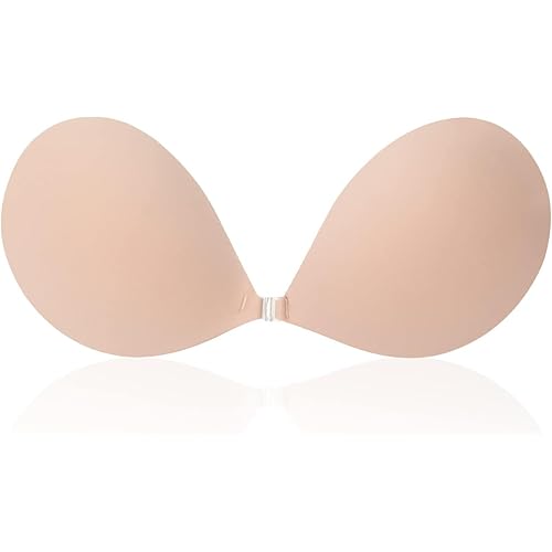 Awant Strapless Sticky Bra Invisible Sticky Boobs Silicone Adhesive Bra Backless Pushup Lift Bra Beige