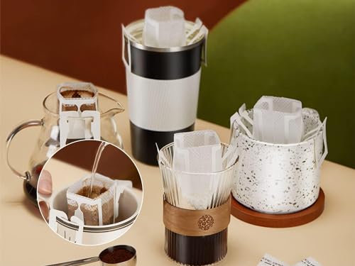 50 Disposable Coffee Filters, Drip Coffee Bag with Hanging Ear, Coffee Tea Drip Filter Bags, Portable Coffee Paper Filter for Most Cups, Travel, Camping, Home, Office