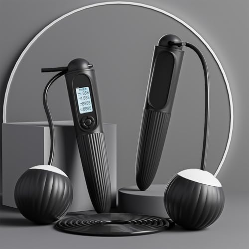 Cuerda para saltar para fitness ajustable con pantalla LCD y accesorios deportivos 2