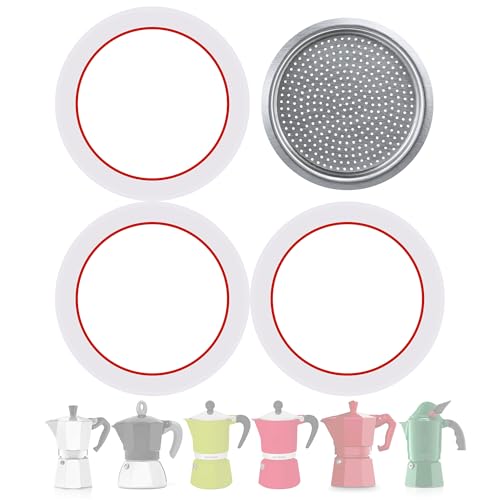 3 Sealing Gasket & 1 Filter Plate for Bialetti Moka Express 3 Cups Moka Pot