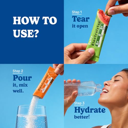 Image of What's Up Wellness Daily Electrolytes Powder - Assorted Flavour Pack | Zero Added Sugar | Instant Hydration - Sodium, Potassium, Magnesium & Zinc | Vegan - 90 Sachets | Pack of 6