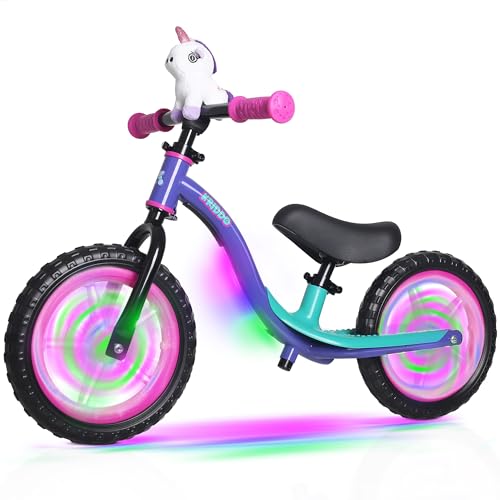 KRIDDO Toddler Balance Bike 2 Year Old, Colorful Lighting