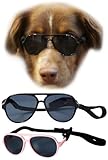Picture of G010 Dog Pet Costume Prop Aviator Sunglasses Medium Breeds 20-40 lbs (2-Pack Black+Pink)