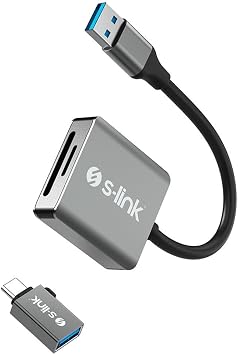 S-link SL-CR21 Type C and USB3.0 SD/Micro SD 110m/S Fast 2 in 1 Metal Card Reader