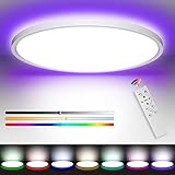 Luz de Fondo RGB -- Esta luz led cocina tiene 10W RGB cuentas de colores en la parte posterior, 7 modelos de colores RGB se puede cambiar libremente a través de control remoto o APP, la lámpara de techo RGB proporcionar su vida un ambiente romántico