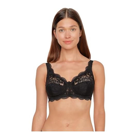 SYROKAN Damen Starker Halt Sports BH Weiches Cup mit Bügel für Große Größen Schwarz 110D 5 Susa Damen Bügel aus elastischer Spitze Latina Bügelloser BH, Schwarz (Schwarz 004), 110D
