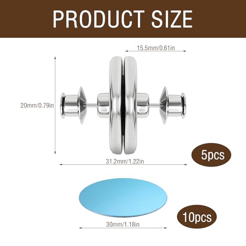 AMONENZ 10 Stück Duschvorhang Magnet, 20 mm Vorhang Magnete, Runde mit Aufkleber Rostfrei Duschvorhang Magnetischer Verschluss, Silber, für Schlafzimmer, Wohnzimmer, Esszimmer, Badezimmer, Büro