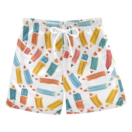 ALAZA Funny Pencil Boys Quick Dry Beach Board Shorts Kids Swim Trunks Bathing Suit Swimsuit 5T Multicolor