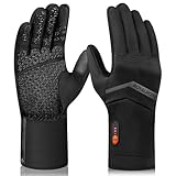 Royalrose Heated Gloves Liners for Men Women, Rechargeable Waterproof Winter Thin Heated Work Gloves with Arthritis Raynaud's Relief for Ski Golf Hiking Driving (Black-new, Medium)