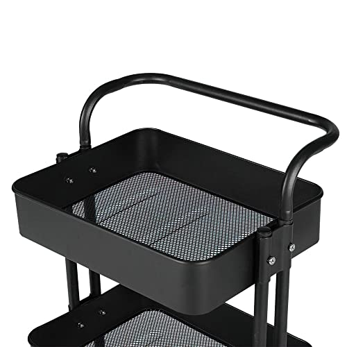 Carrinho Multiuso Organizador 3 Prateleiras em Ferro - Preto