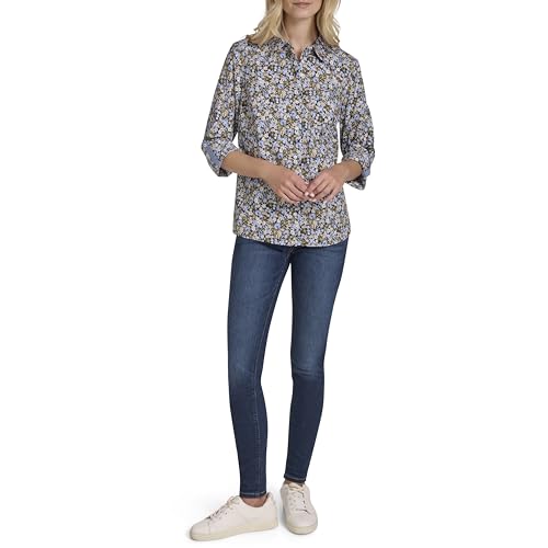 Image of Nautica Women's Button Front Long Sleeve Roll Tab Shirt