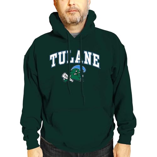 Campus Colors Adult Arch & Logo Soft Style Gameday Hooded Sweatshirt (Tulane Green Wave - Green, X-Large)