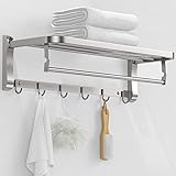 CEJGXOZ Toallero para Baño, Toallero con Barra de Toalla y 5 Ganchos para Baño/Cocina, Estante de Baño de Acero...