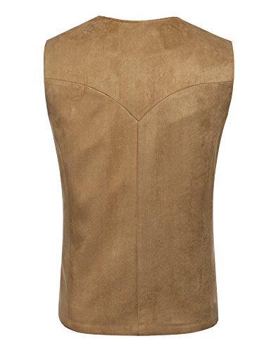 Coofandy Men's Suit Vest Suede Leather Western Vest Jacket Slim Fit Vest Waistcoats Cowboy Western Vests #TOP3