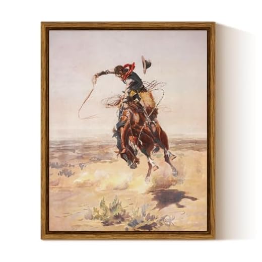 InSimSea Framed Canvas Wall Art Western Cowboy Decor Rustic Vintage Cowboy Oil Paintings Horse Riders of Mid-Century Art Prints Ranch Lunar Landscape Wall Pictures Antique Wall Decor Aesthetic Posters