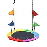 SURPCOS Saucer Swing for Kids Outdoor with Handle - Round Outdoor Swings for Swingset - Large Tree...