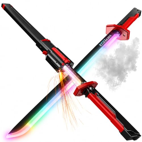 Image of BraintasticKids Light Up Spray Sword Toy with Mist & LED Lights | Long Straight Action Sword for Role Play | Durable Plastic Toy Weapon for Boys & Girls | Birthday Gift Toy for Kids Age 3+