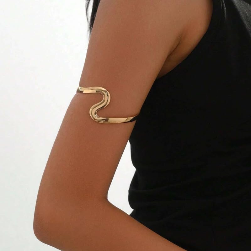 Generic Brazalete dorado con forma de corazón y flor para la parte superior del brazo para mujer, brazalete grueso, brazalete, joyería, vestidos de verano, accesorios de moda